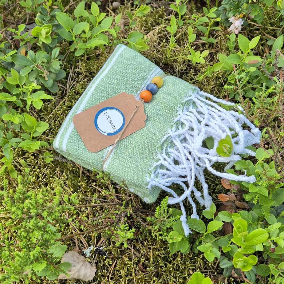 Ecobain hamam-pyyhe lehmuksenvihreä retkeilyyn