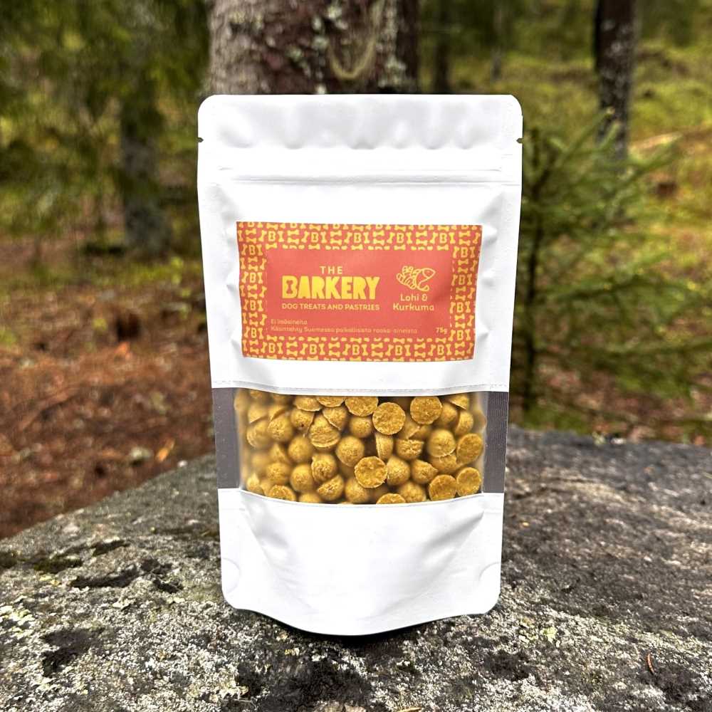 The Barkery koirankeksit lohi & kurkuma treeniherkut