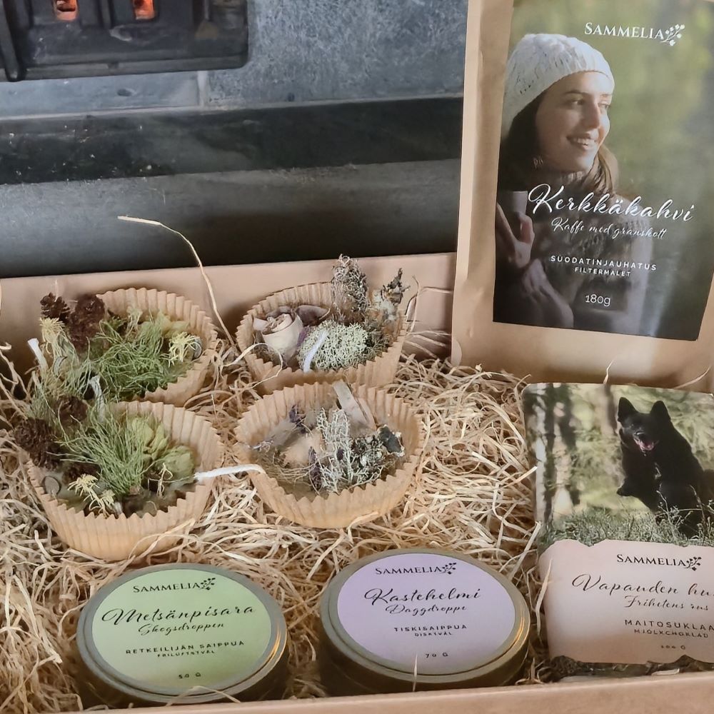 Lähikuva retkeilijän joululahjapaketista